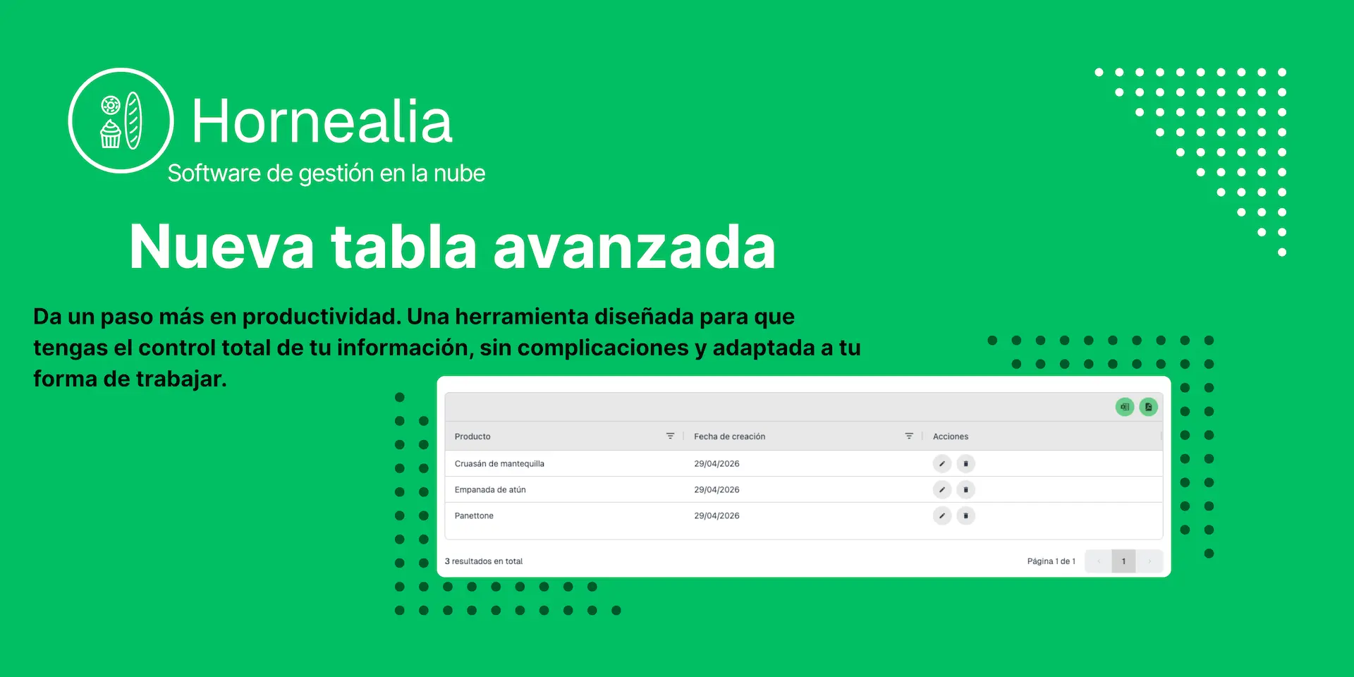 Control total de tu obrador: Descubre la nueva tabla avanzada de Hornealia